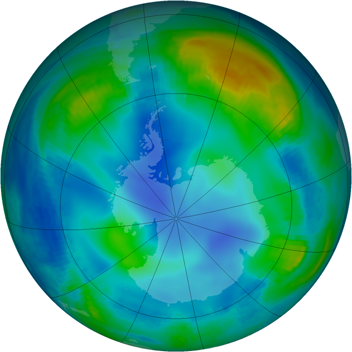 Antarctic ozone map for 02 June 2000